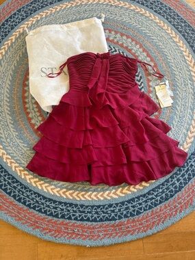 Teen Burgundy Tiered Ruffle Dress